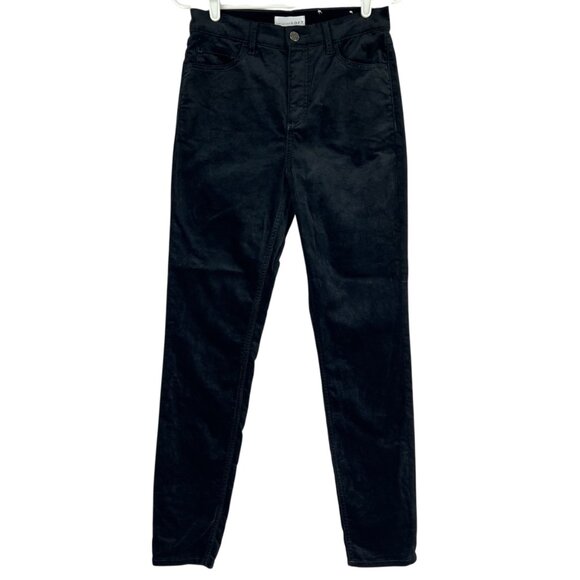 Loft Women's Skinny Stretch Black Velvet Pants Size 27/4 High Waist NWOT - Picture 1 of 10